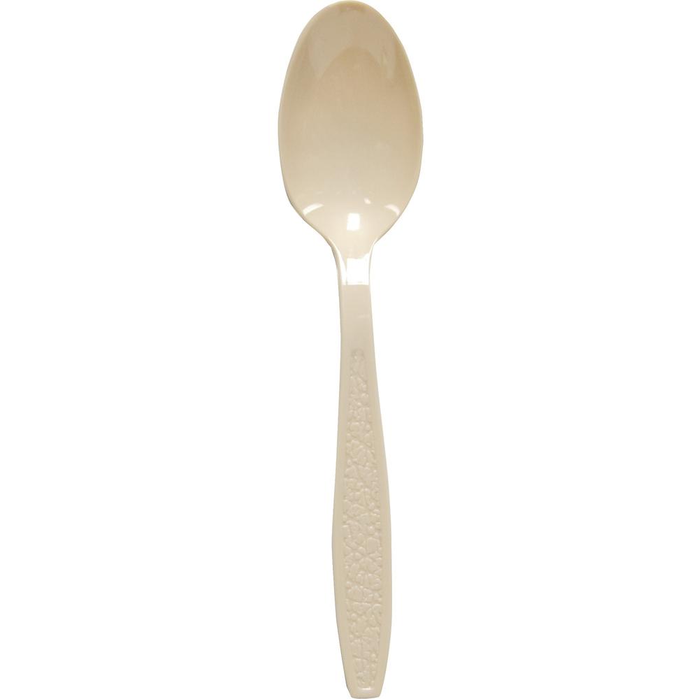 Solo Cup Extra Heavyweight Champagne Bulk Cutlery - 1000/Carton - Teaspoon - 1 x Teaspoon - Breakroom - Disposable - Textured - Polystyrene - Champagne. The main picture.