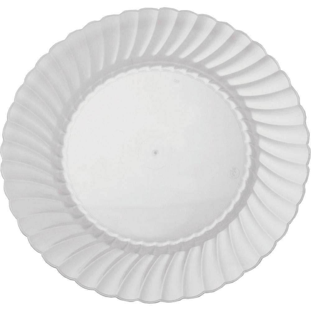 Classicware 9" Round Plastic Plates - 18 / Bag - Disposable - 9" Diameter - Clear - Polystyrene Body - 10 / Carton. Picture 1
