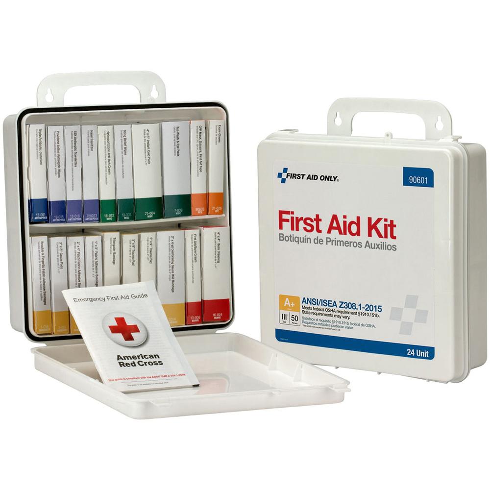 First Aid Only 50-Person Unitized Plastic First Aid Kit - ANSI Compliant - 24 x Piece(s) For 50 x Individual(s) - 3" Height x 10" Width10" Length - Plastic Case - 1 Each. Picture 1