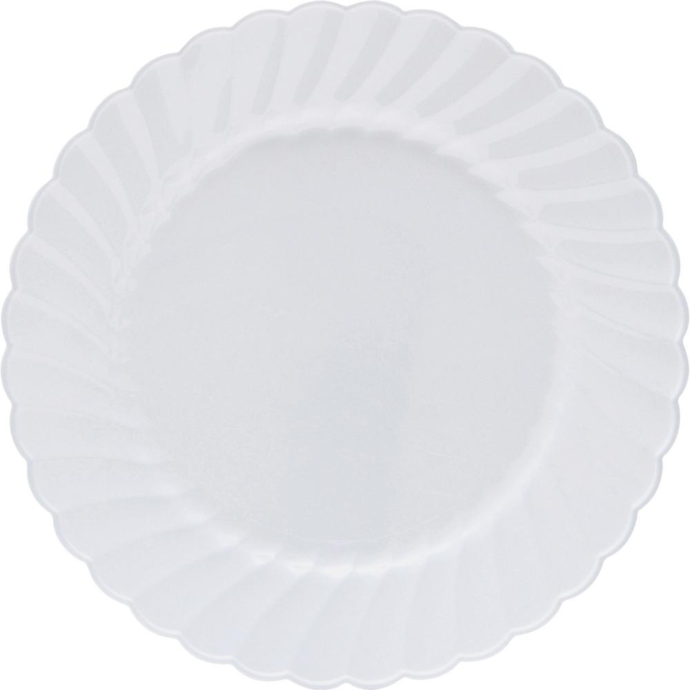 Classicware 10-1/4" Heavyweight Plates - 12 / Pack - Picnic, Party - Disposable - White - Plastic Body - 12 / Carton. Picture 1