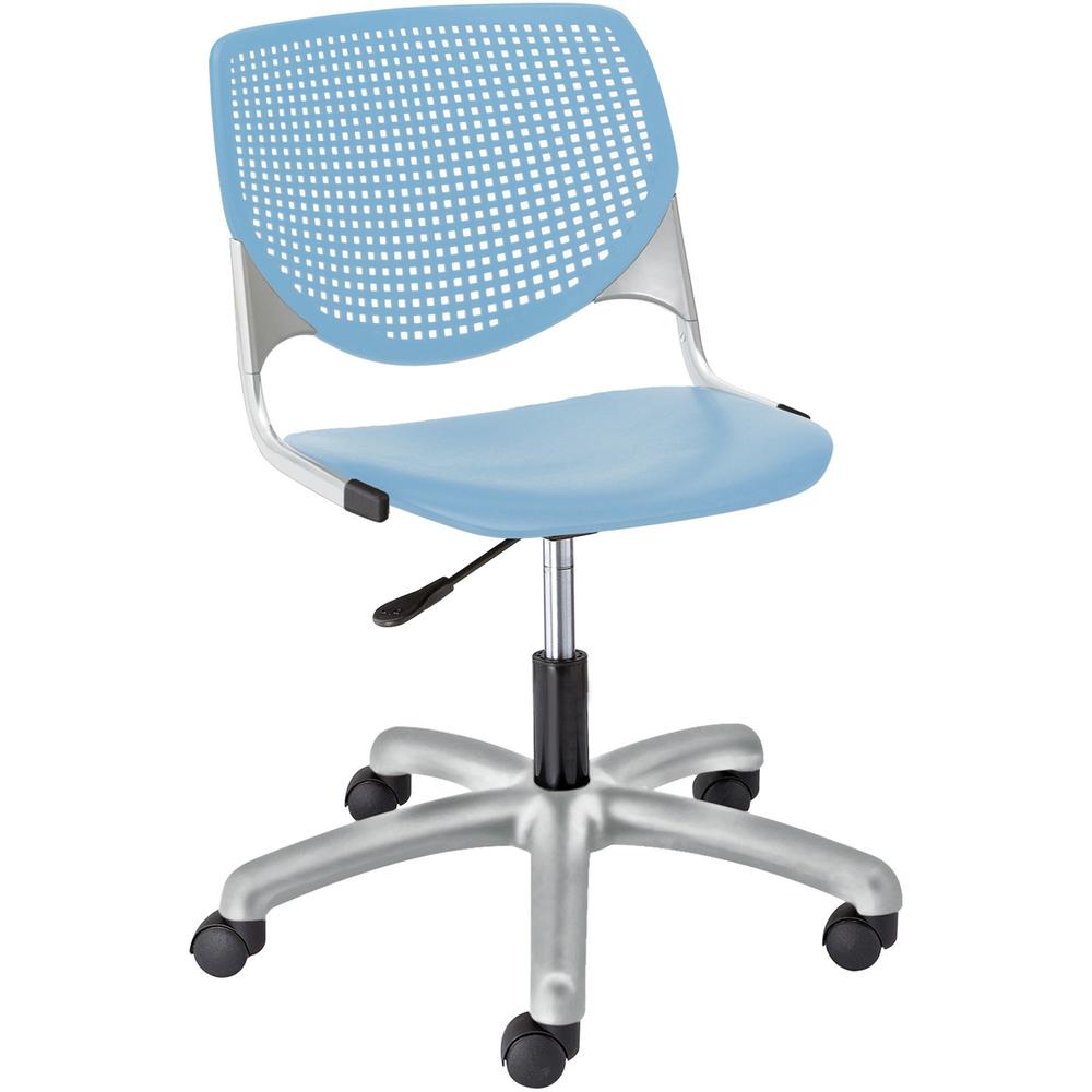 KFI Kool Task Chair with Perforated Back - Sky Blue Polypropylene Seat - Sky Blue Polypropylene Back - Powder Coated Silver Steel Frame - 5-star Base - 1 Each. Picture 1