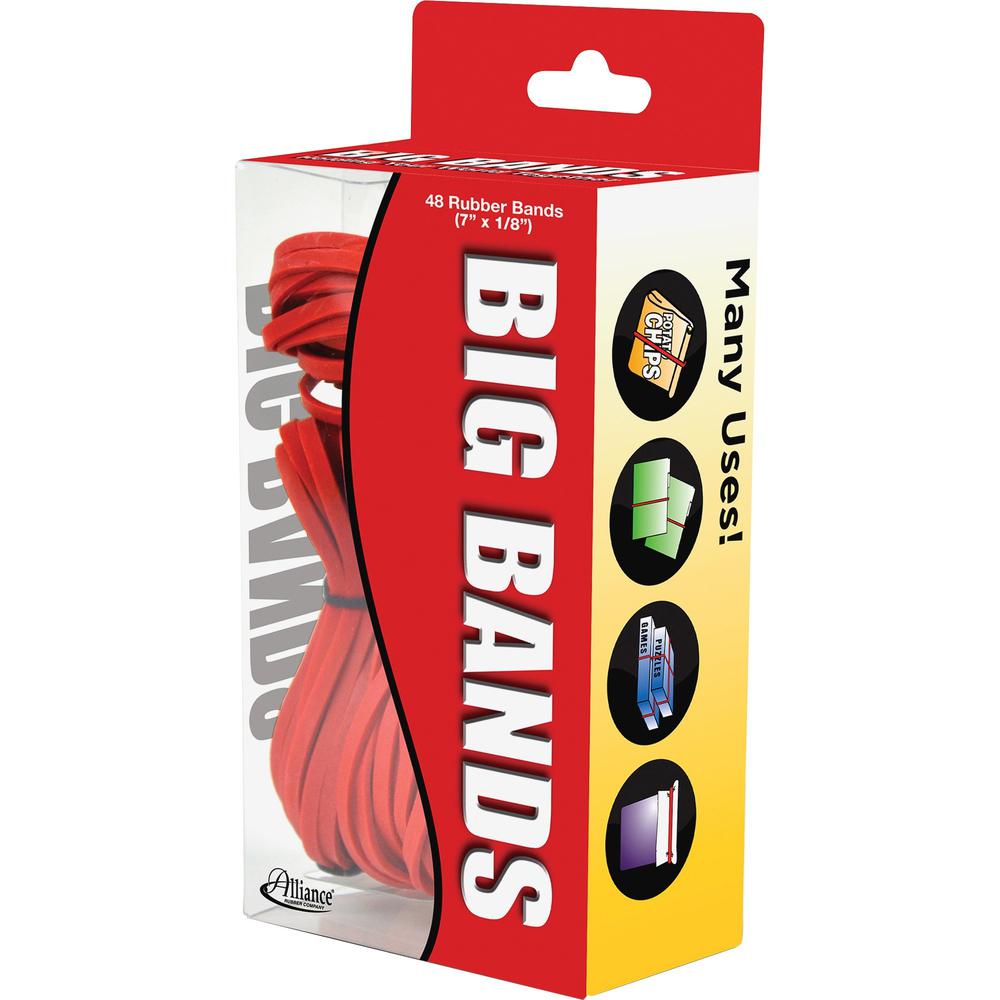 Alliance Rubber 00699 Big Bands - Large Rubber Bands for Oversized Jobs - 48 Pack - 7" x 1/8" - Red. The main picture.