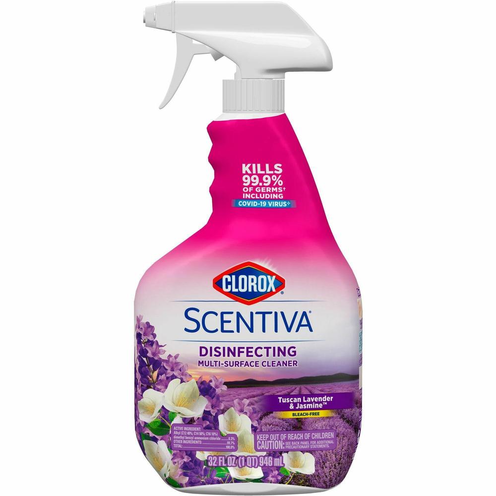 Clorox Scentiva Multi-Surface Cleaner Spray - Spray - 32 fl oz (1 quart) - Tuscan Lavender & Jasmine Scent - 1 Each - Clear. Picture 1