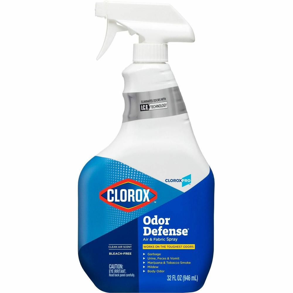 CloroxPro&trade; Clorox Odor Defense Air and Fabric Spray - Spray - 32 fl oz (1 quart) - Clean Air Scent - 1 Each - Clear. The main picture.