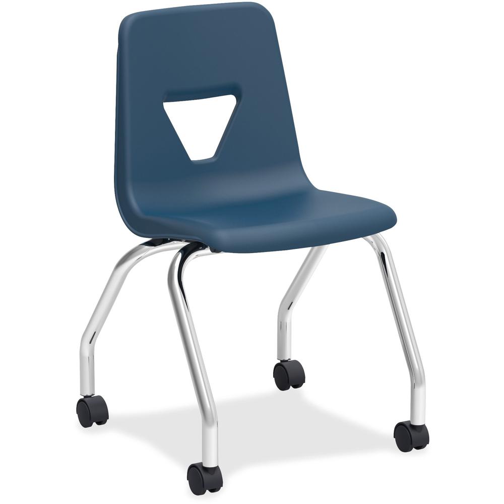 Lorell Classroom Mobile Chairs - Four-legged Base - Navy - Polypropylene - 2 / Carton. Picture 1