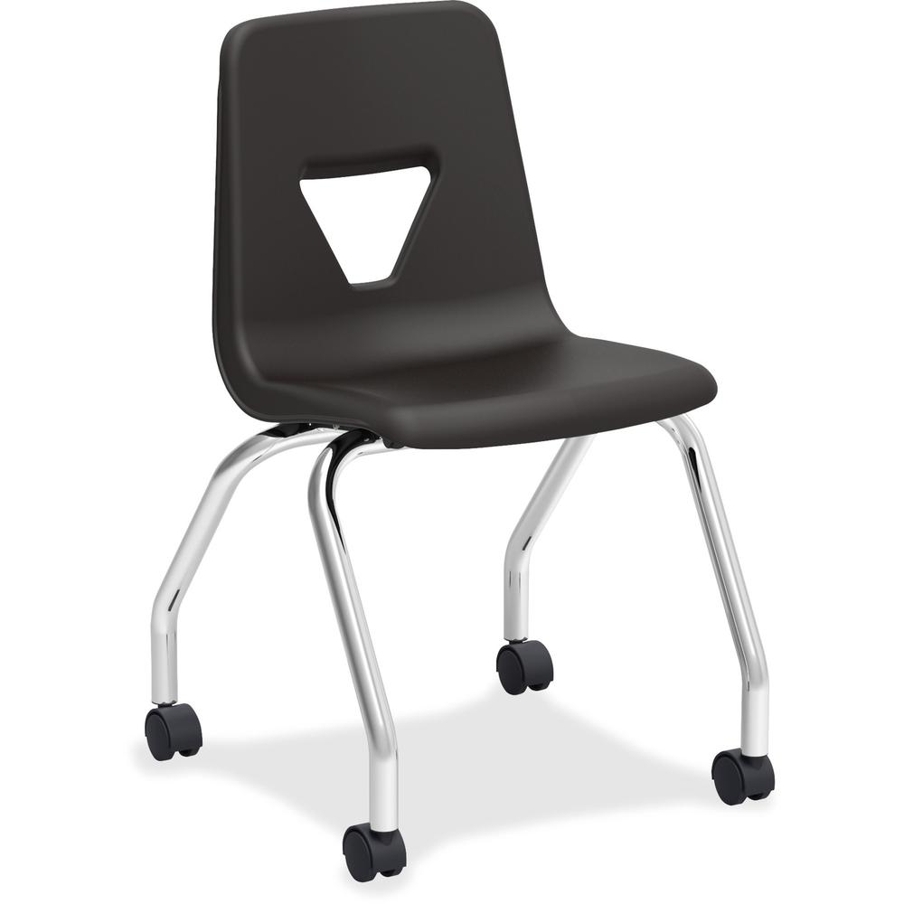 Lorell Classroom Mobile Chairs - Four-legged Base - Black - Polypropylene - 2 / Carton. Picture 1