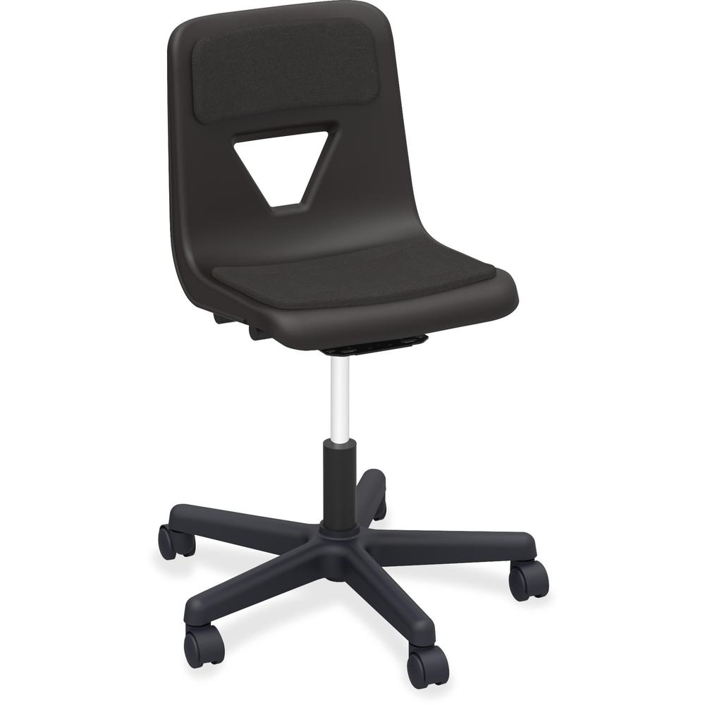 Lorell Classroom Adjustable Height Padded Mobile Task Chair - 5-star Base - Black - Polypropylene - 1 Each. Picture 1