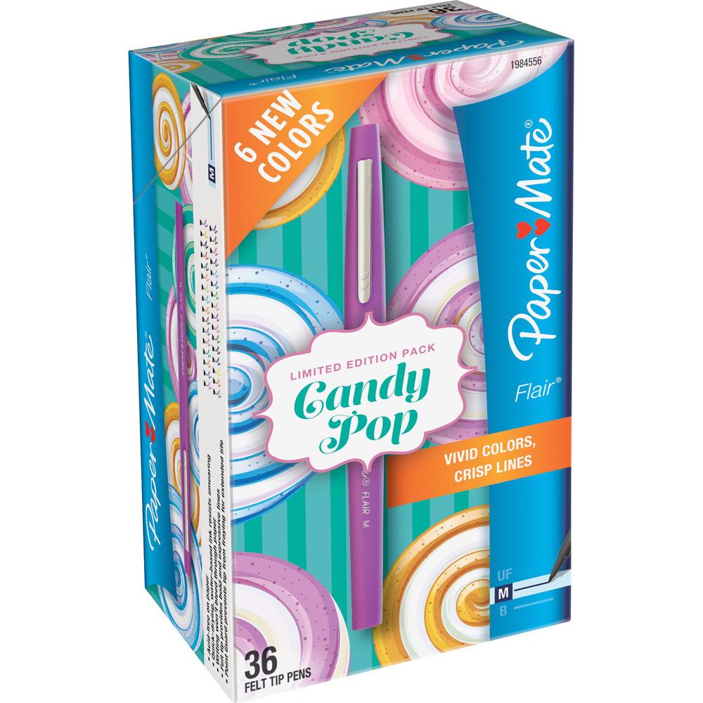 Paper Mate Flair Candy Pop Limited Edition Felt Tip Pen - Medium Pen Point - Assorted - Felt Tip - 36 / Box. Picture 1