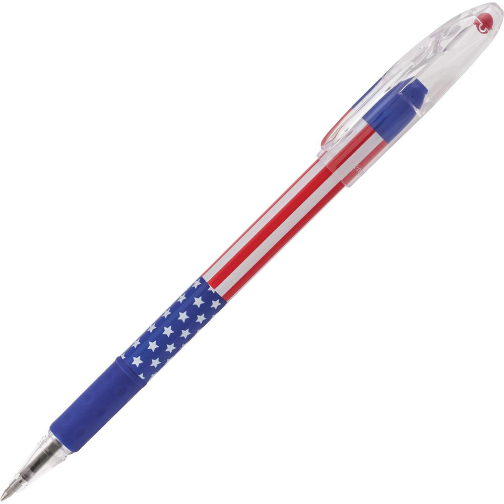 Pentel R.S.V.P. Stars/Stripes Edition Ballpoint Pen - 0.7 mm Pen Point Size - Refillable - Black - 1 Dozen. Picture 1