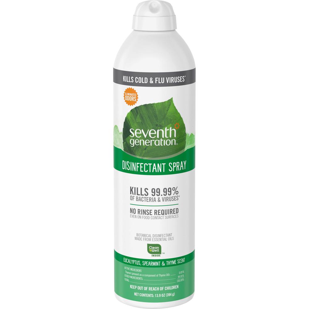 Seventh Generation Disinfectant Cleaner - Spray - 13.9 fl oz (0.4 quart) - Eucalyptus Spearmint & Thyme Scent - 1 Each - Clear. Picture 1
