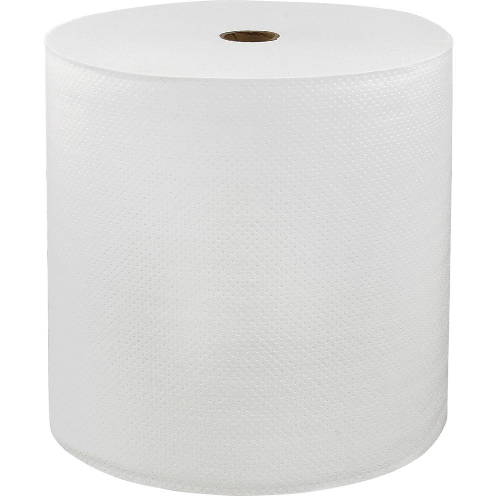 LoCor Hard Wound Roll Towels - 1 Ply - 7" x 800 ft - White - Virgin Fiber - 6 Rolls Per Carton - 6 / Carton. Picture 1