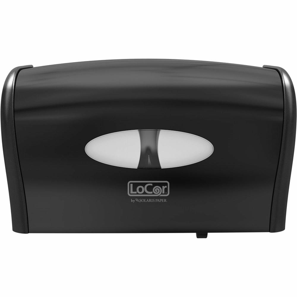 LoCor Side-By-Side Bath Tissue Dispenser - 300 x Sheet - 5.2" Height x 14.9" Width x 9.1" Depth - Black - 1 Each. Picture 1
