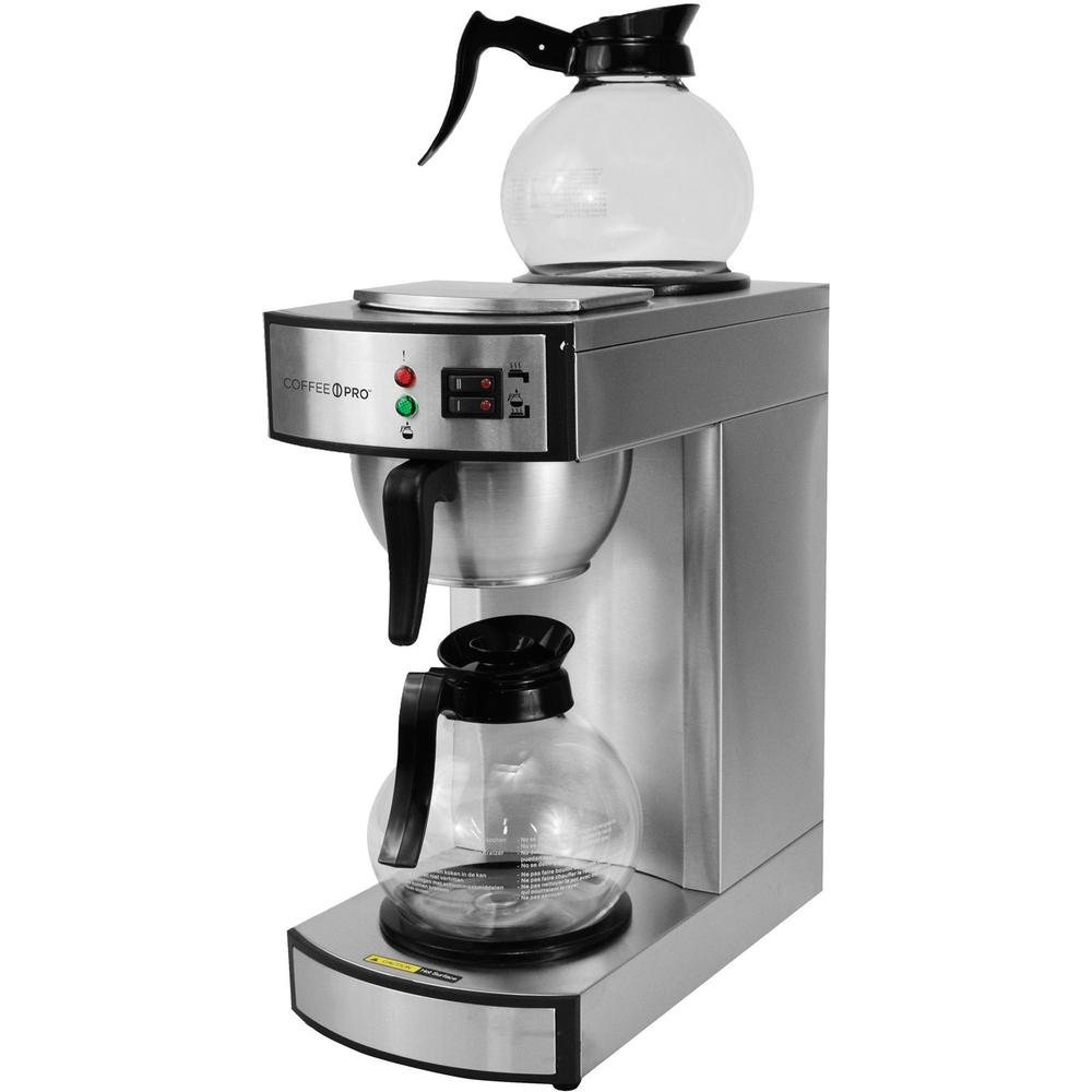Coffee Pro Twin Warmer Institutional Coffee Maker - 2.32 quart - 12 Cup(s) - Multi-serve - Stainless Steel - Stainless Steel Body. Picture 1