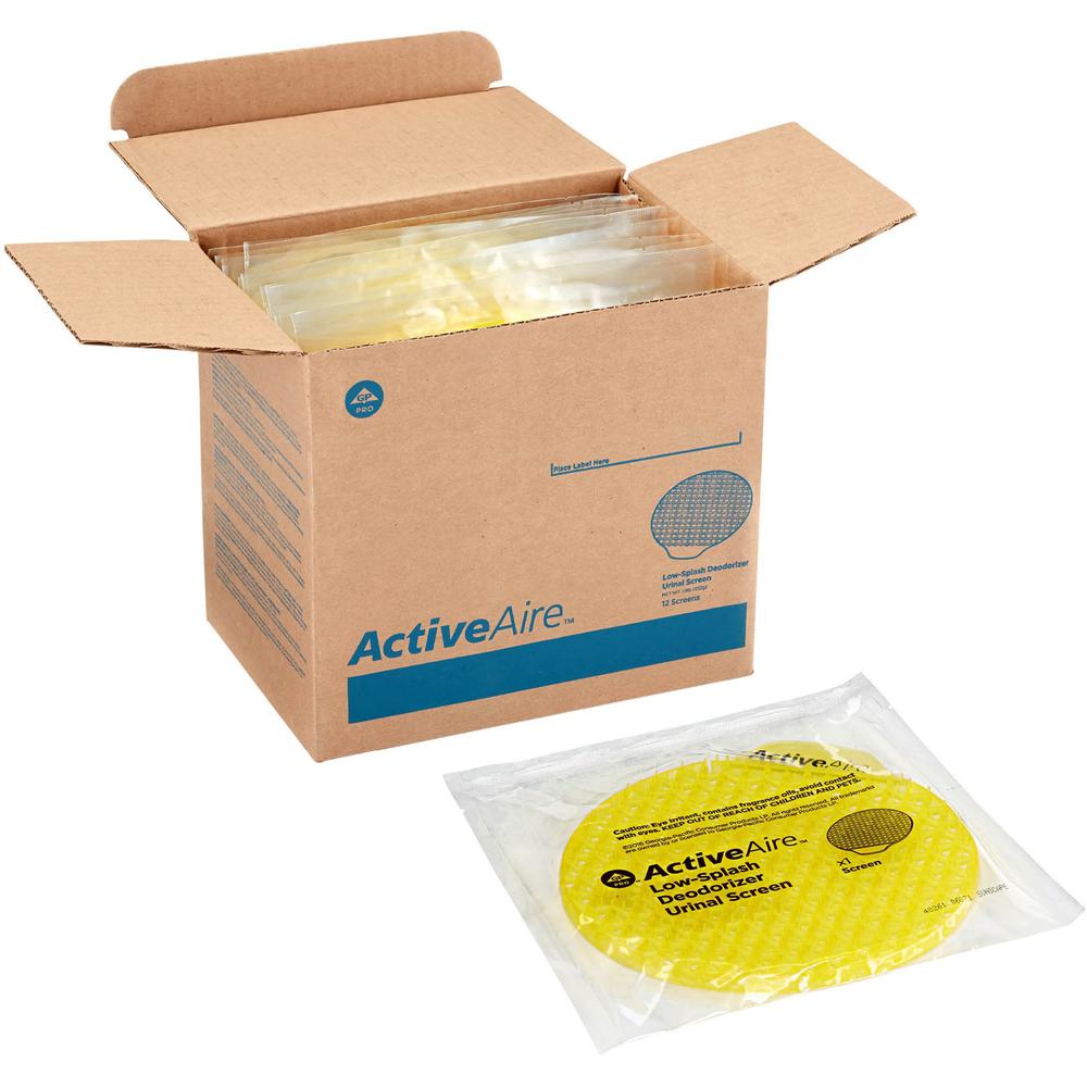ActiveAire Low-Splash Deodorizer Urinal Screens - Deodorizer - 12 / Carton - Yellow. Picture 1