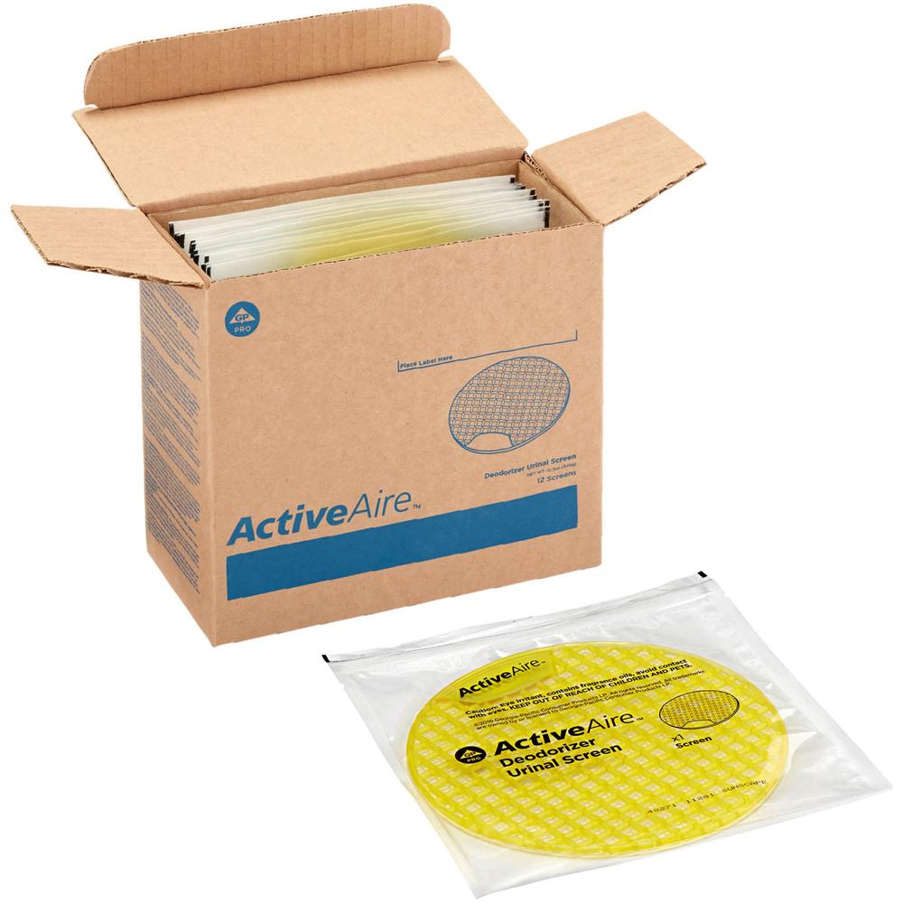 ActiveAire Deodorizer Urinal Screens - Lasts upto 30 Days - Deodorizer - 12 / Carton - Yellow. Picture 1