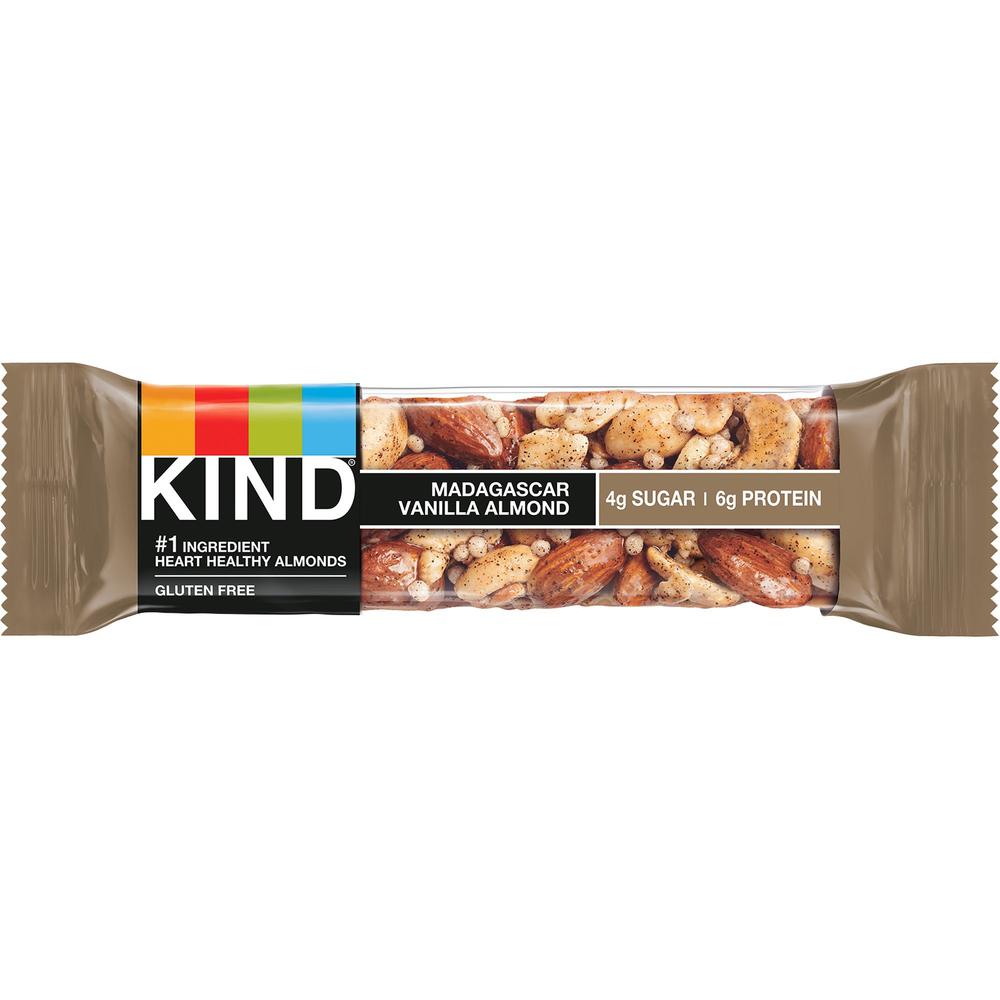 KIND Madagascar Vanilla Almond - Trans Fat Free, High-fiber, Low Sodium, Dairy-free, Gluten-free - Vanilla Almond - 1.41 oz - 12 / Box. Picture 1
