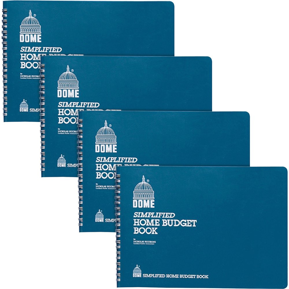 Dome Simplified Home Budget Book - 64 Sheet(s) - Wire Bound - 10.50" x 7.50" Sheet Size - White - White Sheet(s) - Blue Cover - Recycled - 4 / Bundle. Picture 1