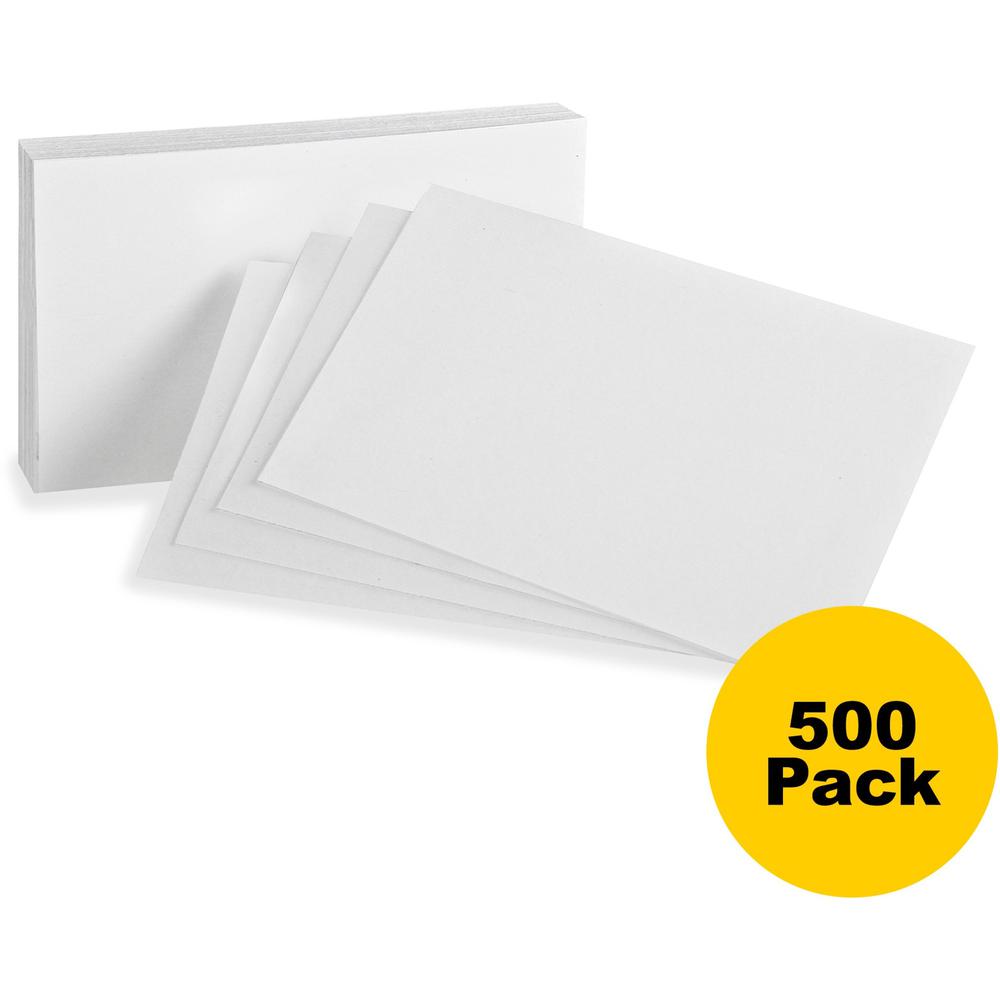 Oxford Plain Index Cards - 3" x 5" - 85 lb Basis Weight - 500 / Bundle - Sustainable Forestry Initiative (SFI) - White. Picture 1