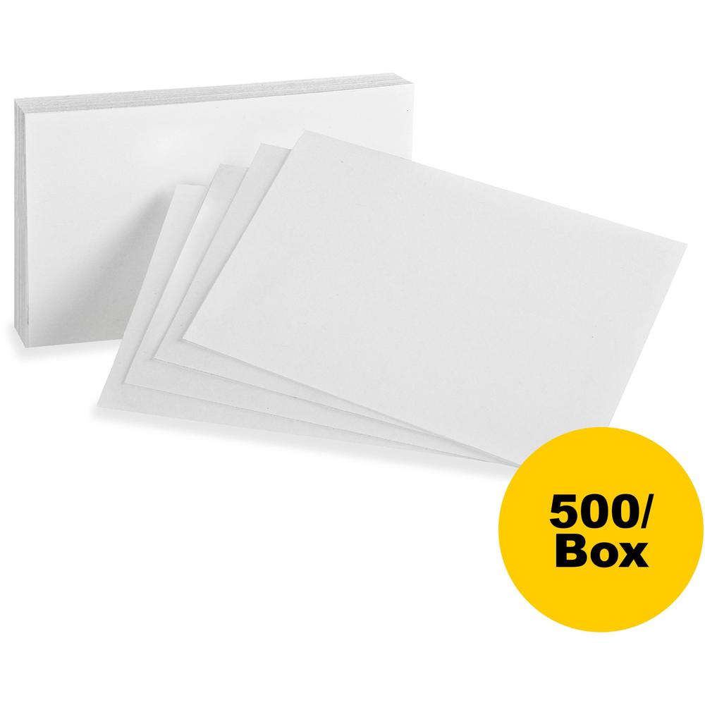 Oxford Plain Index Cards - 5" x 8" - 85 lb Basis Weight - 500 / Box - Sustainable Forestry Initiative (SFI) - White. Picture 1
