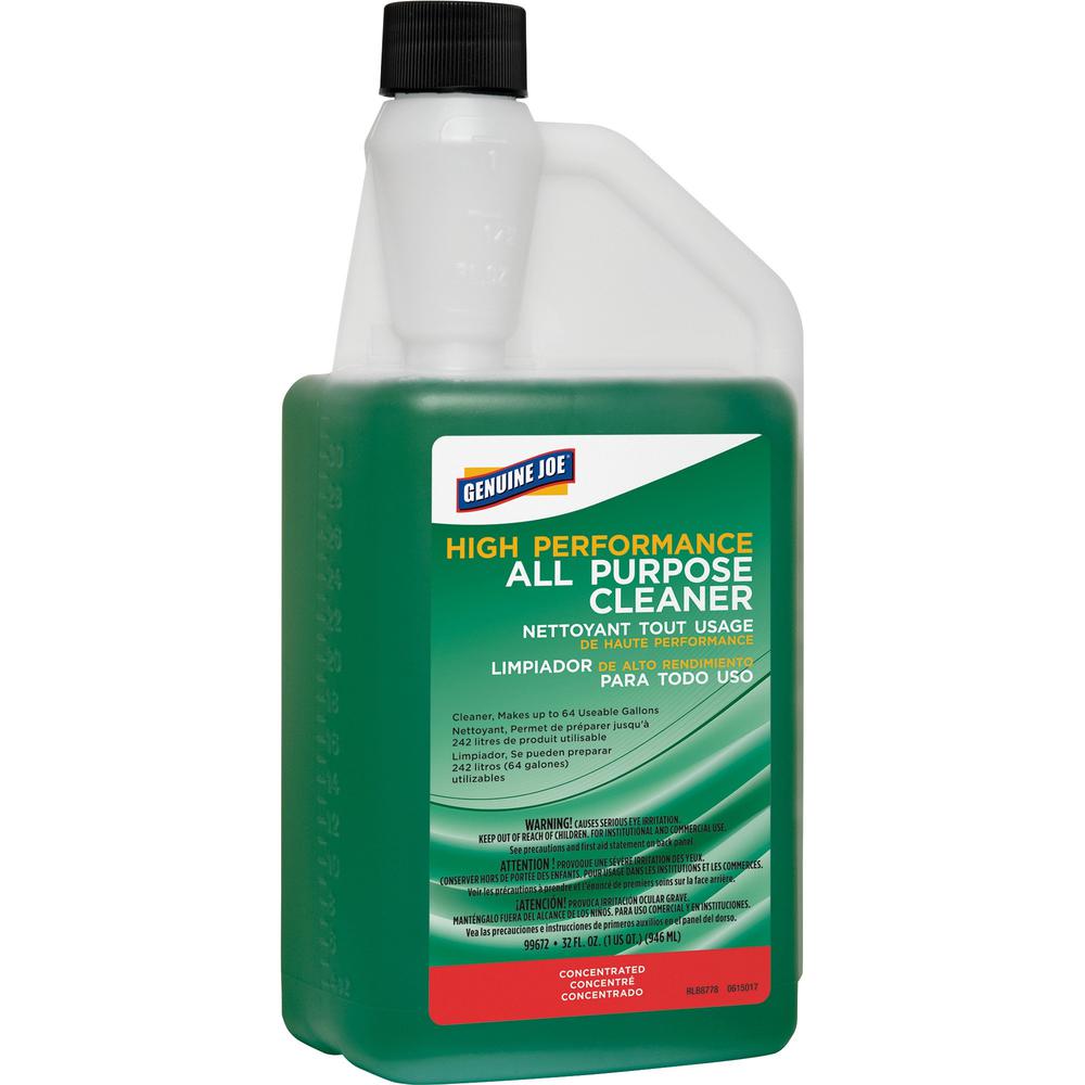 Genuine Joe All-purpose Cleaner - Concentrate Liquid - 32 fl oz (1 quart) - 1 Each - Green. The main picture.