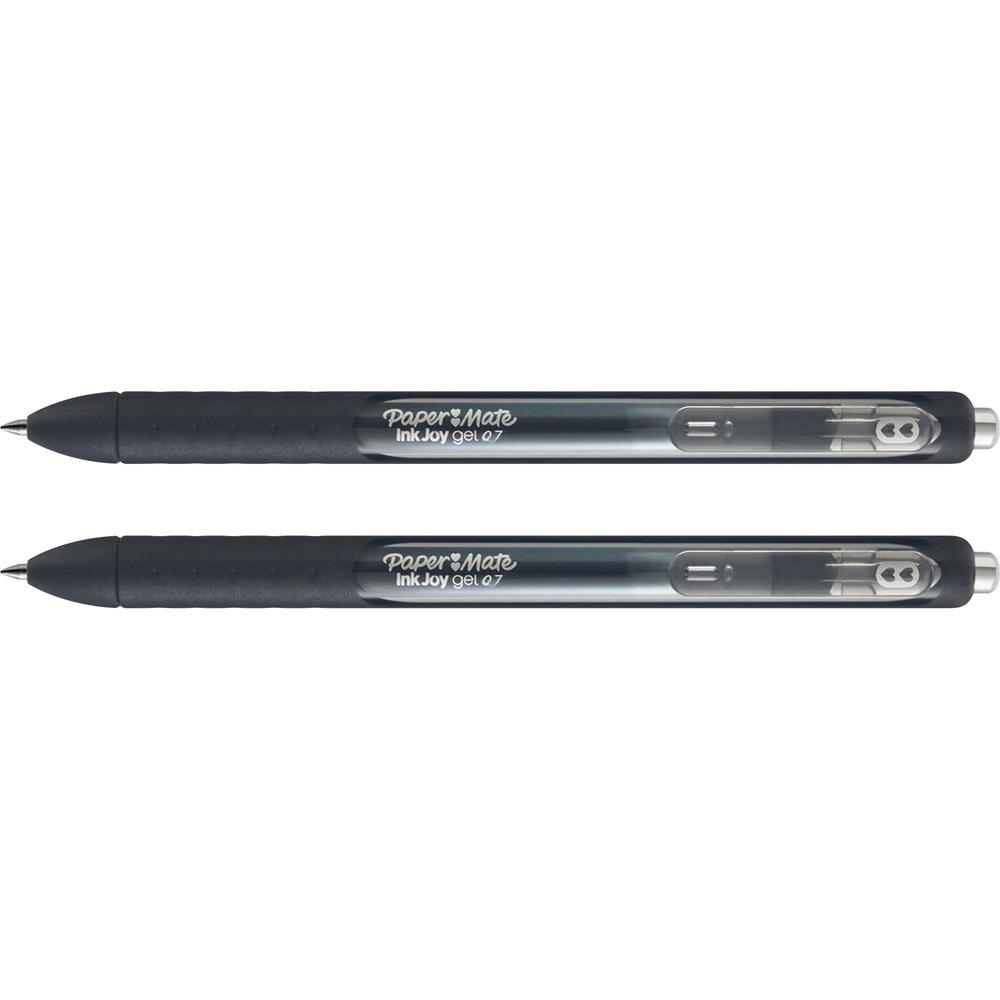 Paper Mate InkJoy Gel Pen - 0.77 mm Pen Point Size - Retractable - Black - Blue Barrel - 2 / Pack. Picture 1