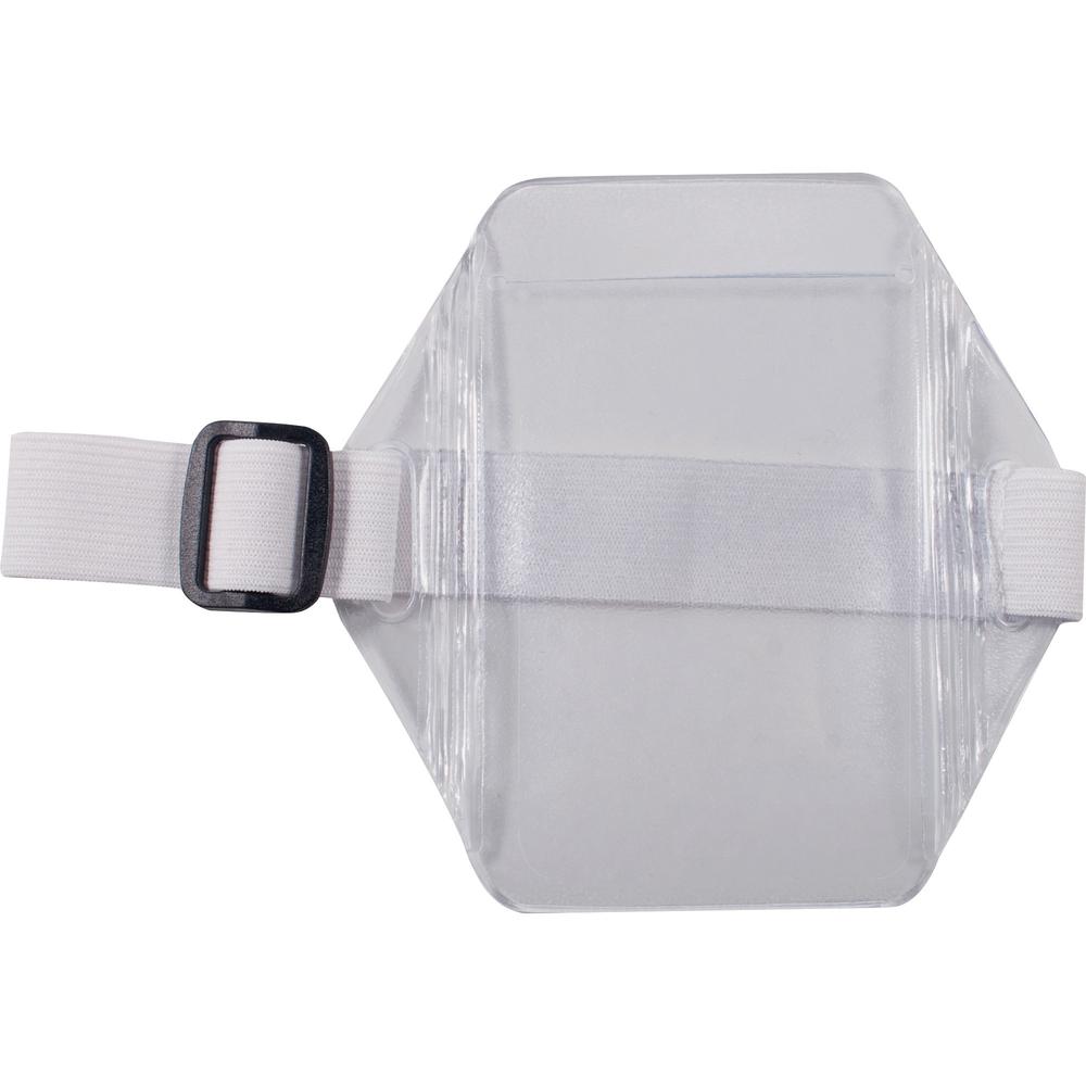 Advantus Arm Badge Holder - Support 2.50" x 3.50" Media - Vertical - Vinyl, Elastic - 12 / Box - White, Clear - Heavy Duty. Picture 1