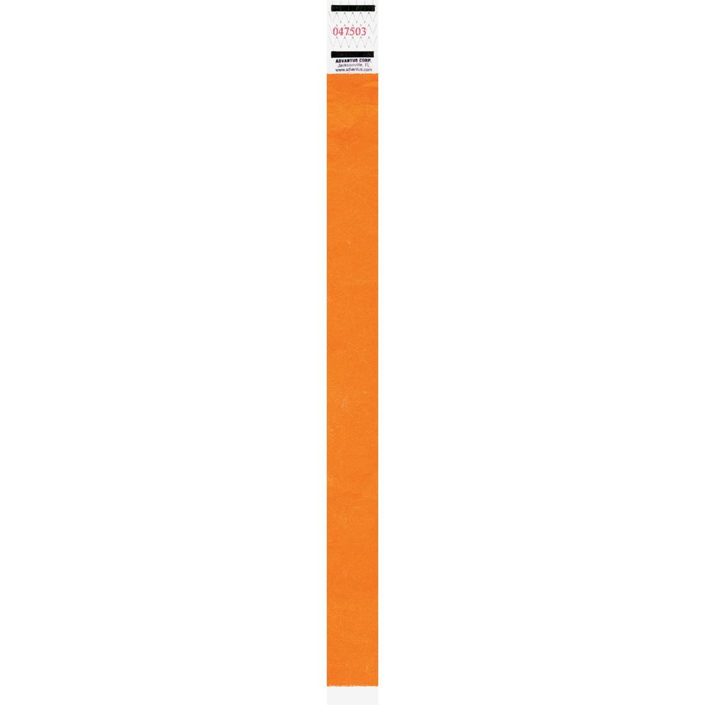 Advantus Neon Tyvek Wristbands - 500 / Pack - Neon Orange - Tyvek. Picture 1