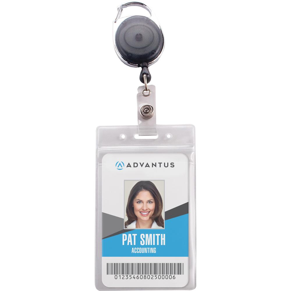 Advantus Badge Reel Holder Combo Pack - Support 2.58" x 3.75" Media - Vinyl - 10 / Pack - Black/Clear. The main picture.