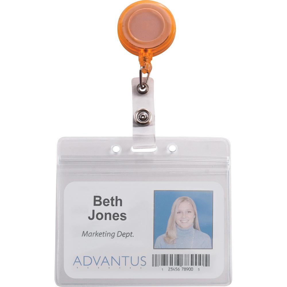 Advantus 4-Color Neon Set ID Card Reels - Metal, Plastic, Nylon - 20 / Pack - Neon Orange, Neon Yellow, Neon Green, Neon Pink - Sturdy. Picture 1