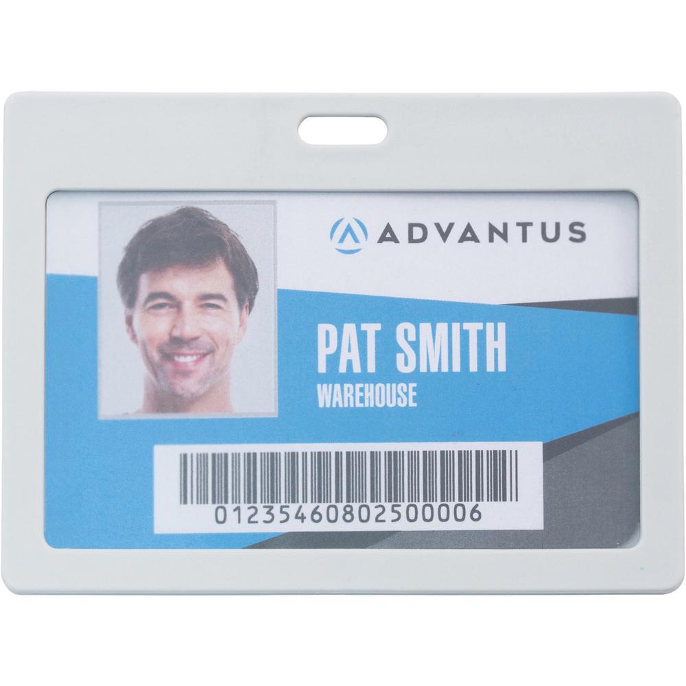 Advantus Horizontal Rigid ID Badge Holder - Support 3.25" x 2" Media - Horizontal - Plastic - 6 / Pack - White. The main picture.