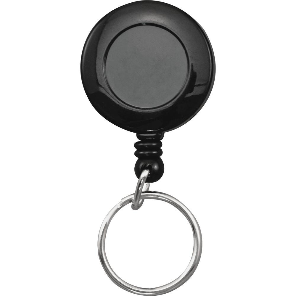 Advantus Clip-on Ring Retractable ID Reel - 12 / Box - Black. Picture 1
