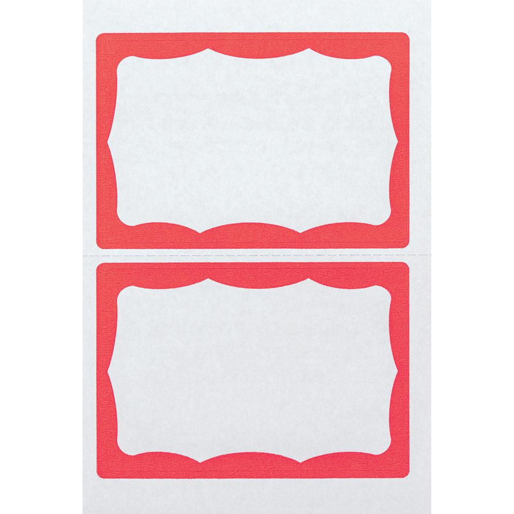 Advantus Color Border Adhesive Name Badges - 2 5/8" Height x 3 3/4" Width - Removable Adhesive - Rectangle - White, Red - 100 / Box. The main picture.