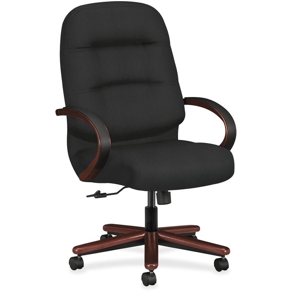 HON Pillow-Soft Executive Chair - Black Seat - Black Back - Wood Frame - High Back - 5-star Base - 1 Each. Picture 1
