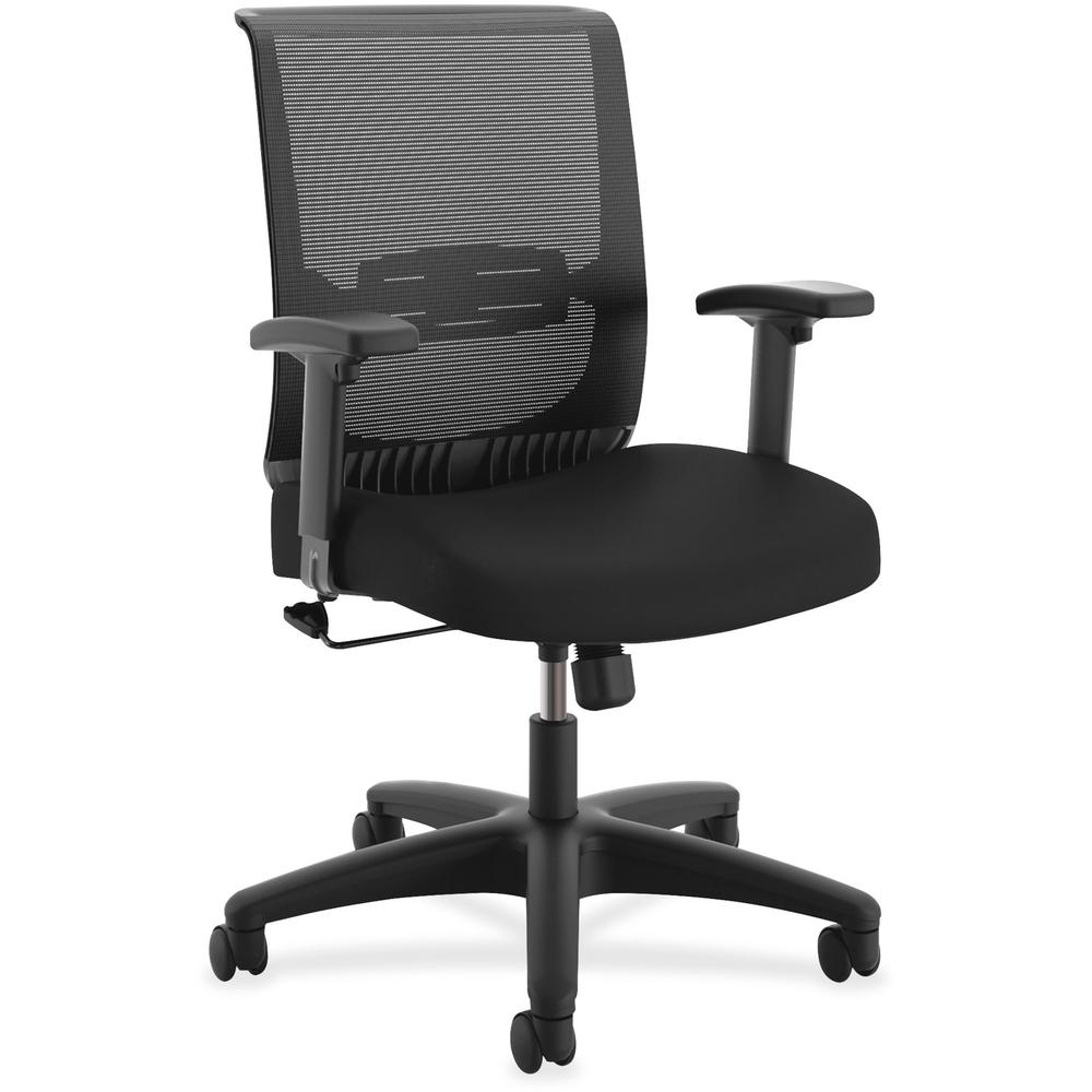 HON Convergence Chair - Black Fabric Seat - Black Mesh Back - Black Frame - 5-star Base - Black. Picture 1