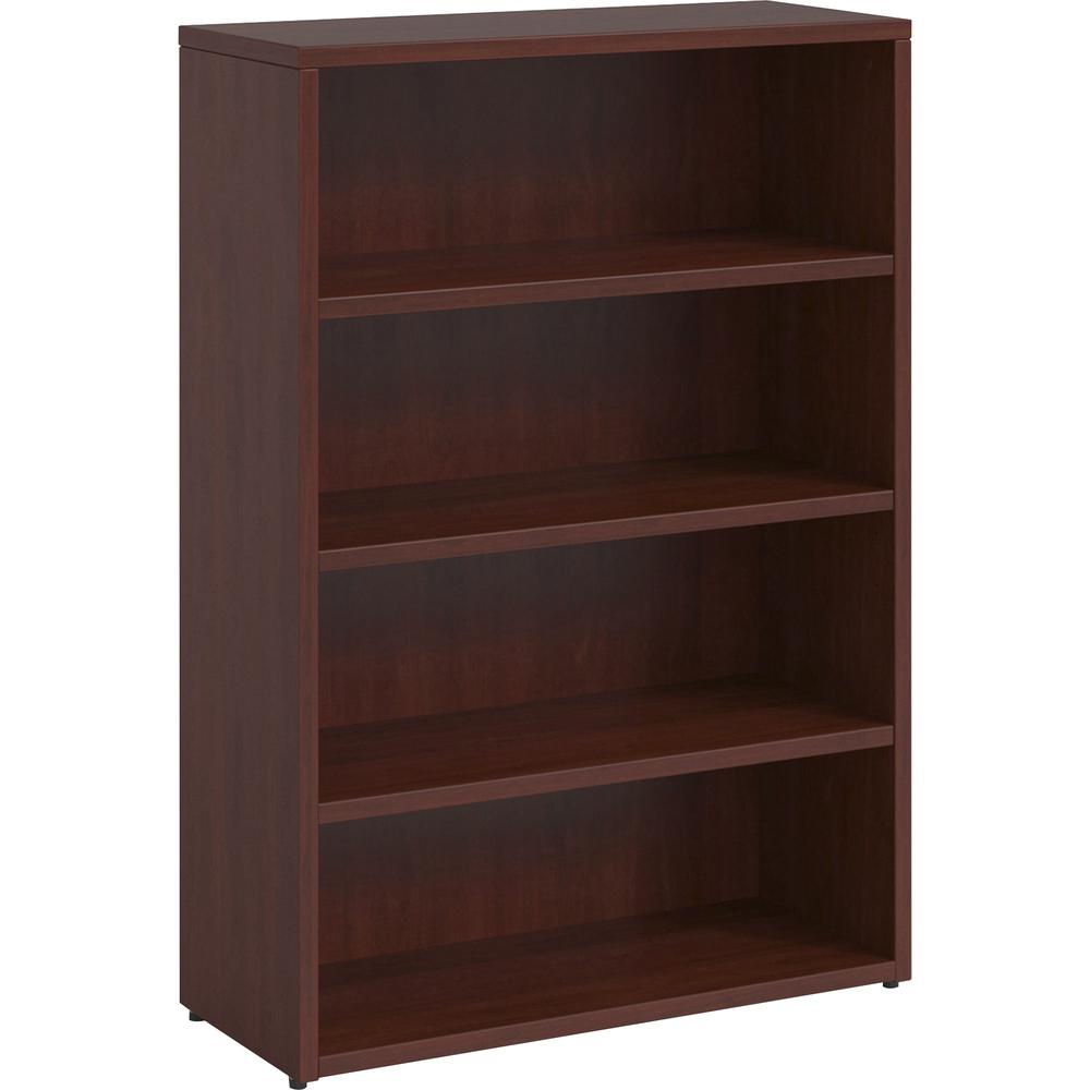 Lorell Prominence Mahogany Laminate Bookcase - 34" x 12" x 48" , 1" Top - 3 Shelve(s) - Band Edge - Material: Particleboard - Finish: Mahogany Laminate Surface, Thermofused Melamine (TFM). Picture 1