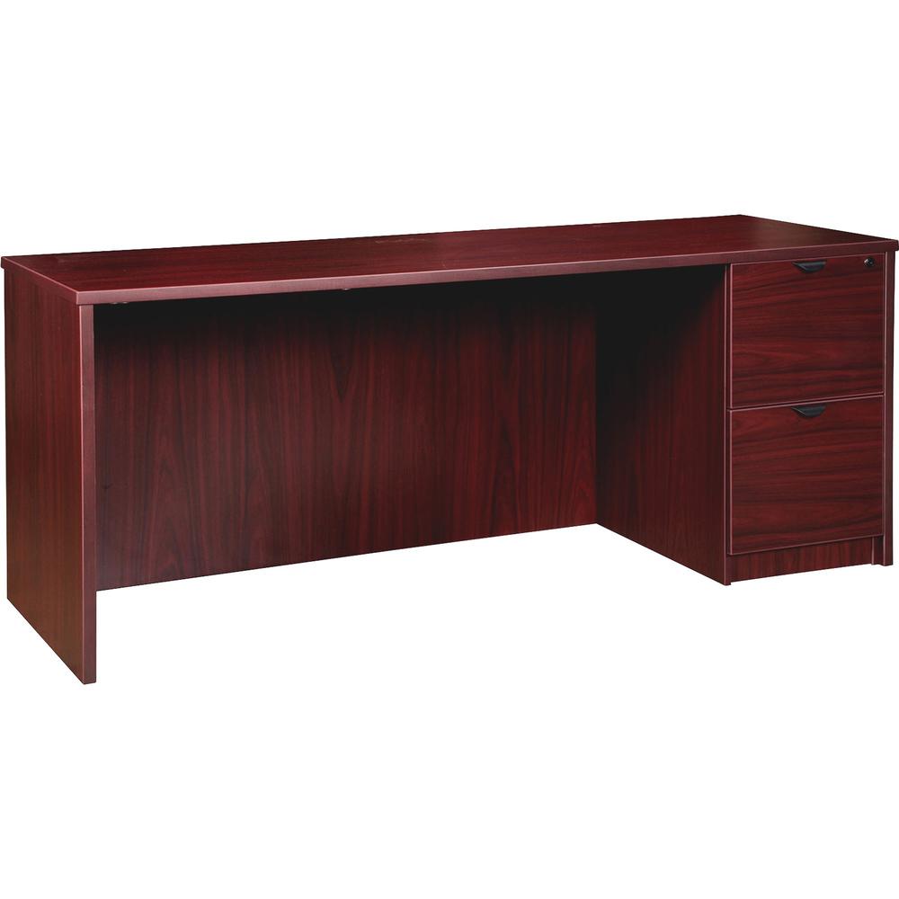Lorell Prominence 2.0 Right-Pedestal Credenza - 66" x 24"29" , 1" Top - 2 x File Drawer(s) - Single Pedestal on Right Side - Band Edge - Material: Particleboard - Finish: Thermofused Melamine (TFM). Picture 1