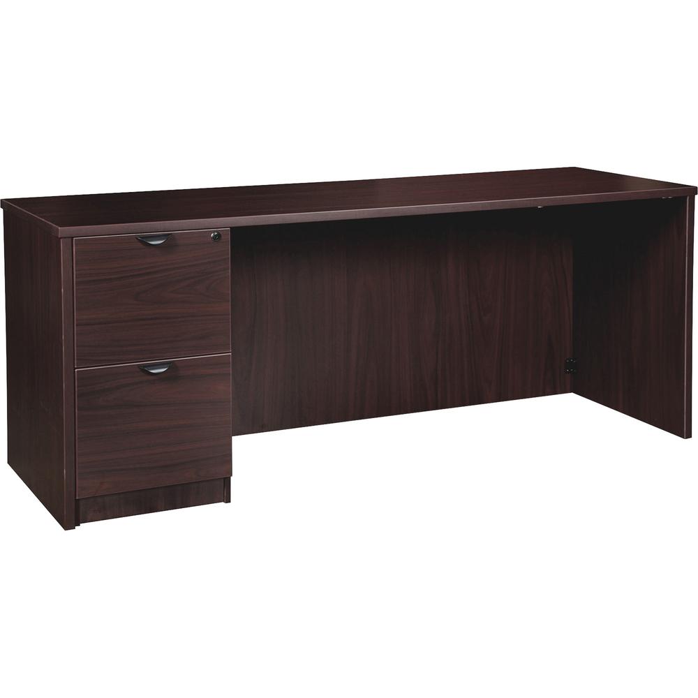 Lorell Prominence 2.0 Espresso Laminate Left-Pedestal Credenza - 2-Drawer - 72" x 24" x 29" , 1" Top - 2 x File Drawer(s) - Single Pedestal on Left Side - Band Edge - Material: Particleboard - Finish:. Picture 1