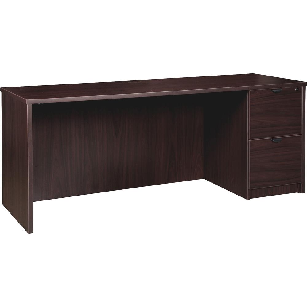 Lorell Prominence 2.0 Espresso Laminate Right-Pedestal Credenza - 2-Drawer - 72" x 24" x 29" , 1" Top - 2 x File Drawer(s) - Single Pedestal on Right Side - Band Edge - Material: Particleboard - Finis. Picture 1