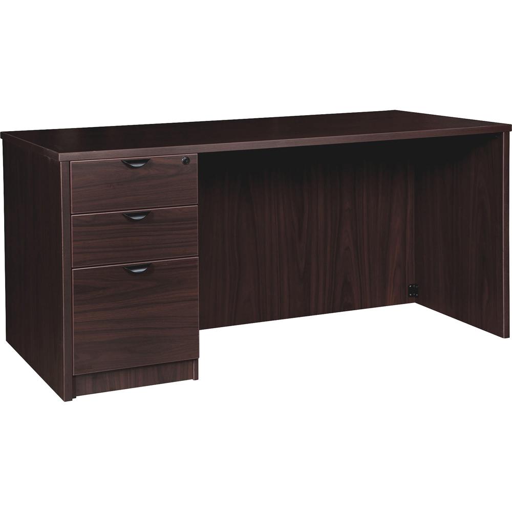 Lorell Prominence 2.0 Left-Pedestal Desk - 1" Top, 60" x 30"29" - 3 x File, Box Drawer(s) - Single Pedestal on Left Side - Band Edge - Material: Particleboard - Finish: Espresso Laminate, Thermofused . Picture 1