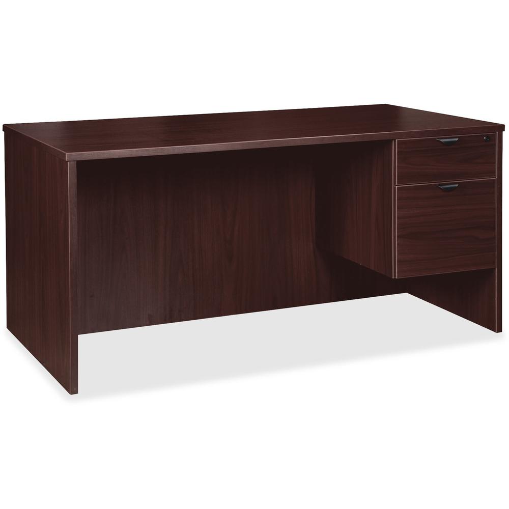Lorell Prominence 2.0 3/4 Right-Pedestal Desk - 1" Top, 66" x 30"29" - 2 x File, Box Drawer(s) - Single Pedestal on Right Side - Band Edge - Material: Particleboard - Finish: Espresso Laminate, Thermo. Picture 1