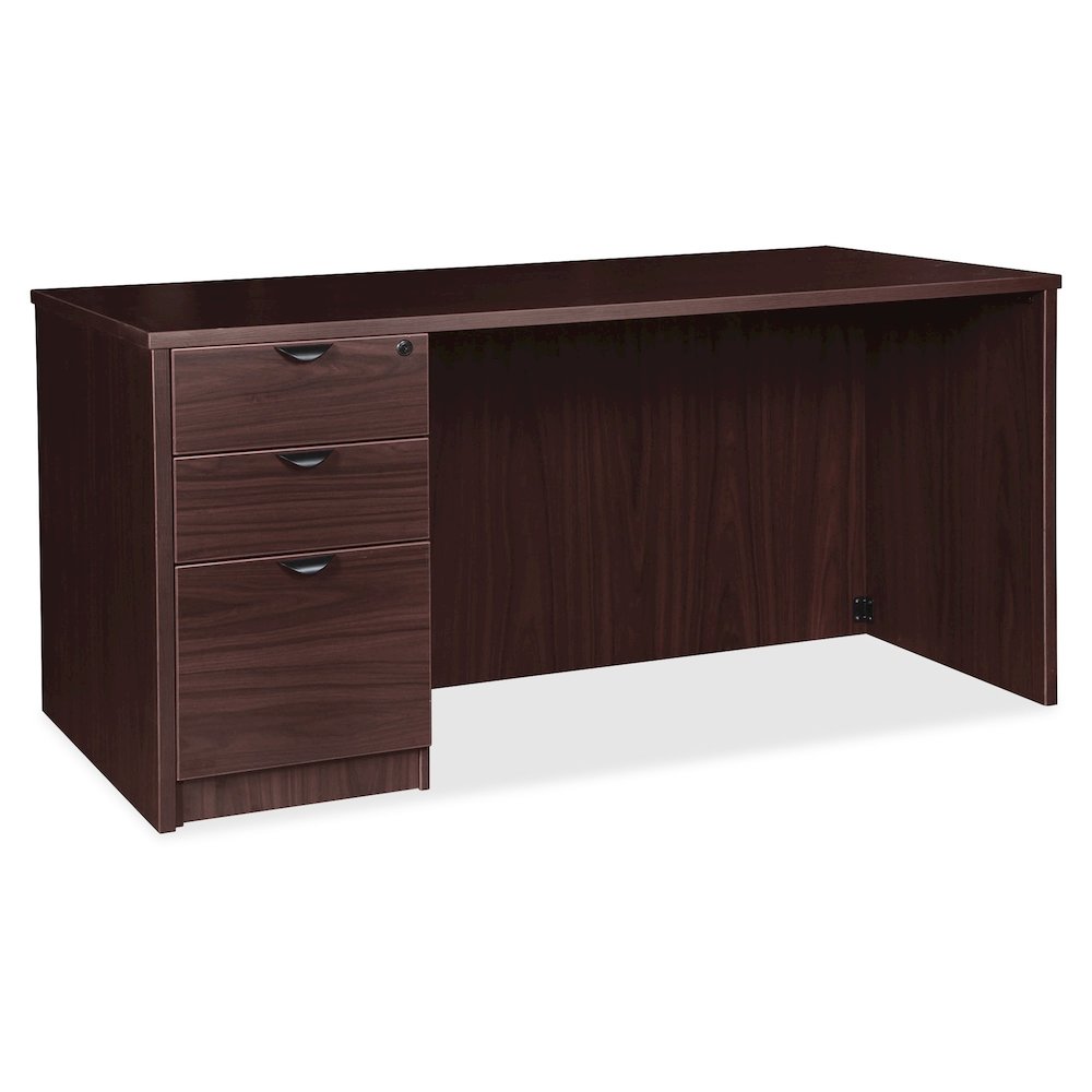 Lorell Prominence 2.0 Left-Pedestal Desk - 1" Top, 72" x 36"29" - 3 x File, Box Drawer(s) - Single Pedestal on Left Side - Band Edge - Material: Particleboard - Finish: Espresso Laminate, Thermofused . Picture 1