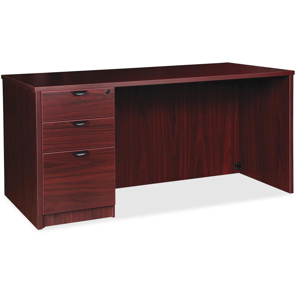 Lorell Prominence 2.0 Left-Pedestal Desk - 1" Top, 72" x 36"29" - 3 x File, Box Drawer(s) - Single Pedestal on Left Side - Band Edge - Material: Particleboard - Finish: Mahogany Laminate, Thermofused . Picture 1