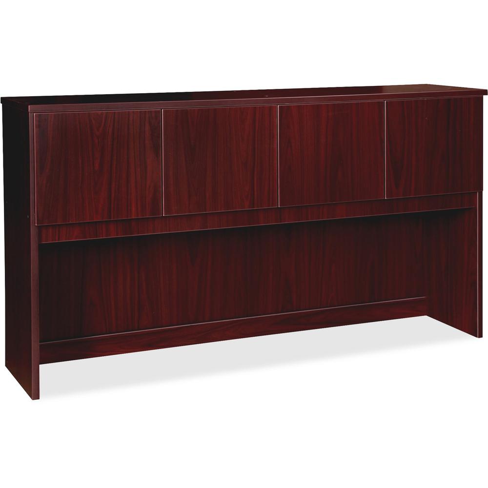 Lorell Prominence 2.0 Mahogany Laminate Hutch - 72" x 16" x 39" - Drawer(s)4 Door(s) - Material: Particleboard - Finish: Mahogany Laminate, Thermofused Melamine (TFM). Picture 1