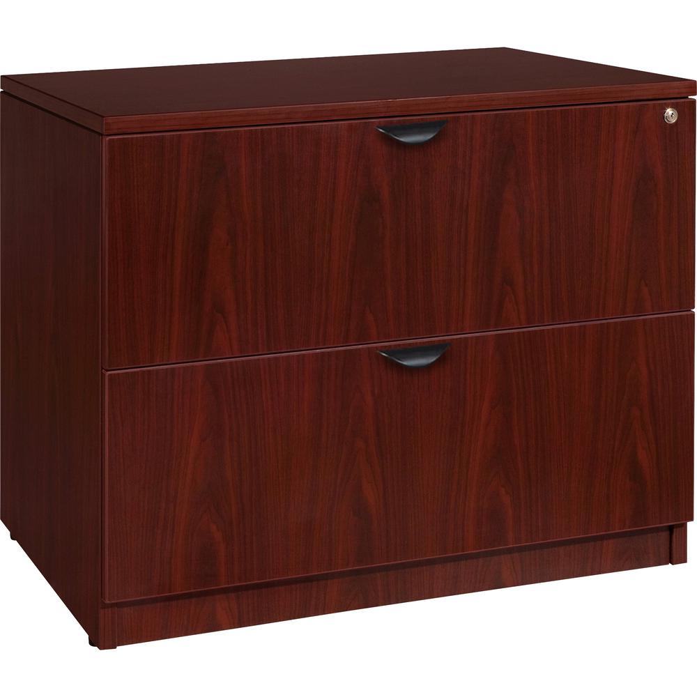 Lorell Prominence 2.0 Lateral File - 36" x 22"29" - 2 x File Drawer(s) - Band Edge - Material: Laminate - Finish: Mahogany. Picture 1