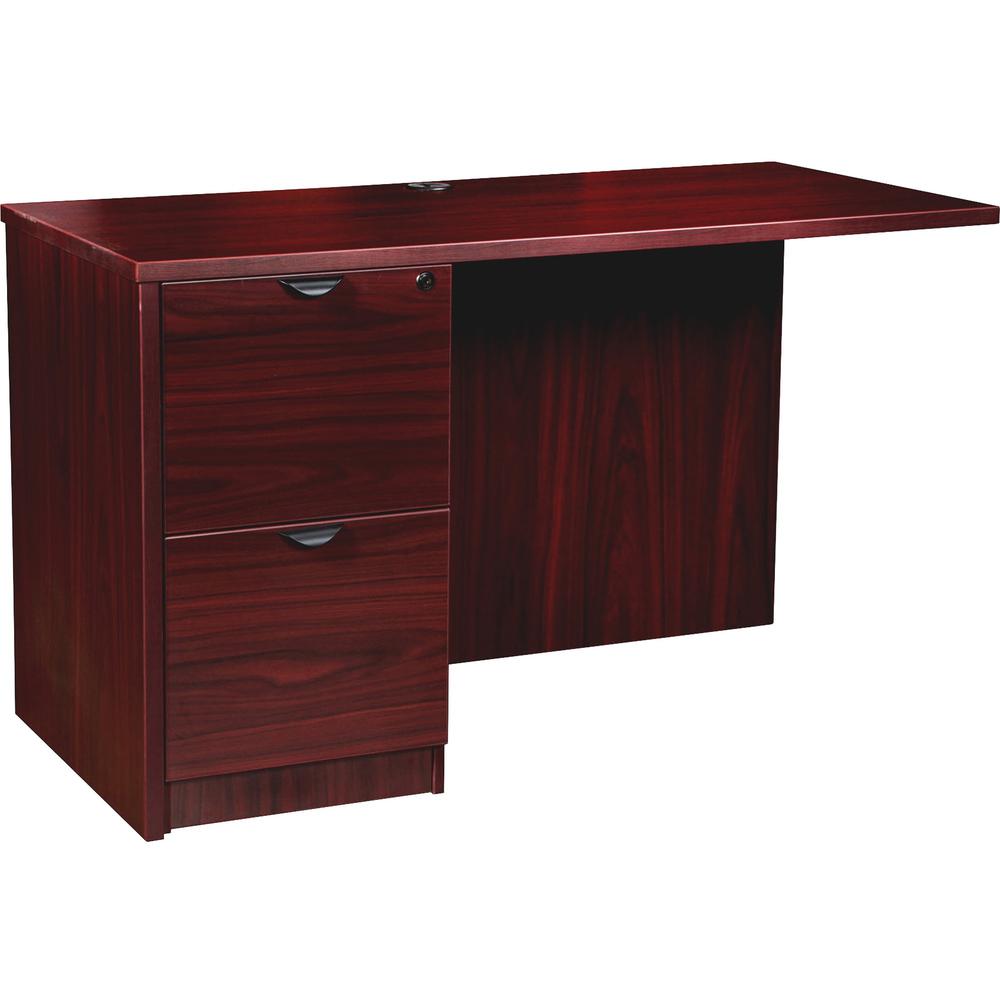 Lorell Prominence 2.0 Left Return - 42" x 24"29" , 1" Top - 2 x File Drawer(s) - Band Edge - Material: Particleboard - Finish: Mahogany Laminate, Thermofused Melamine (TFM). Picture 1
