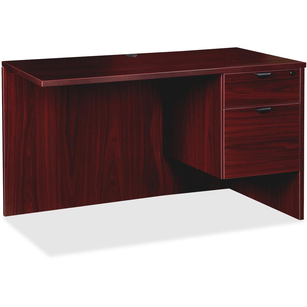 Lorell Prominence 2.0 Right Return - 42" x 24"29" , 1" Top - 2 x File, Box Drawer(s) - Single Pedestal on Right Side - Band Edge - Material: Particleboard - Finish: Mahogany Laminate, Thermofused Mela. Picture 1