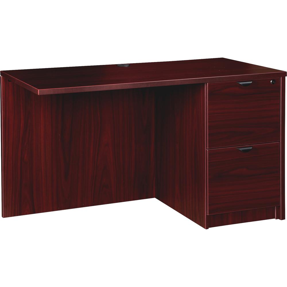 Lorell Prominence 2.0 Mahogany Laminate Right Return - 2-Drawer - 42" x 24"29" , 1" Top - 2 x File Drawer(s) - Band Edge - Material: Particleboard - Finish: Laminate. Picture 1