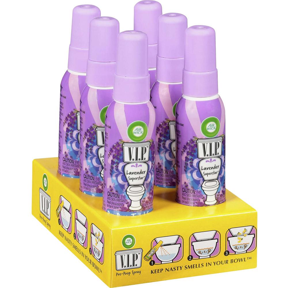 Air Wick V.I.P. Pre-Poop Spray - Spray - 1.9 fl oz (0.1 quart) - Lavender - 6 / Carton. Picture 1