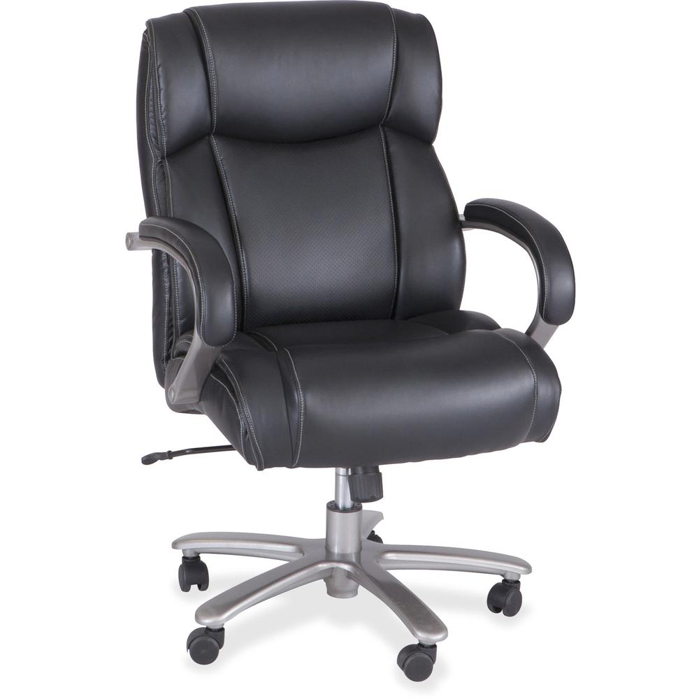 Safco Big & Tall Mid-Back Task Chair - Black Bonded Leather Seat - Mid Back - Armrest - 1 Each. Picture 1