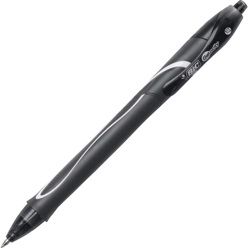 BIC Gel-ocity .7mm Retractable Pen - Medium Pen Point - 0.7 mm Pen Point Size - Retractable - Black Gel-based Ink - 1 Dozen. Picture 1